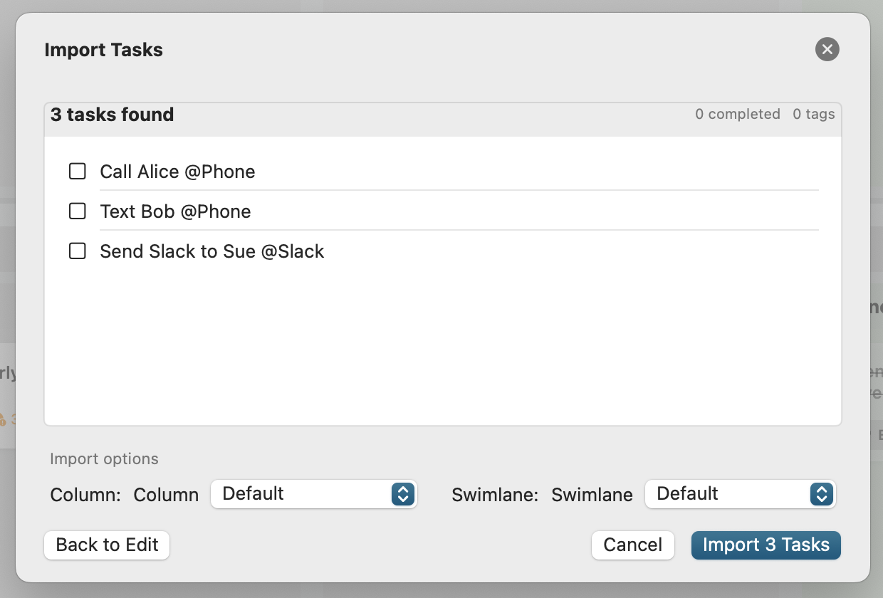 Import/Export dialog