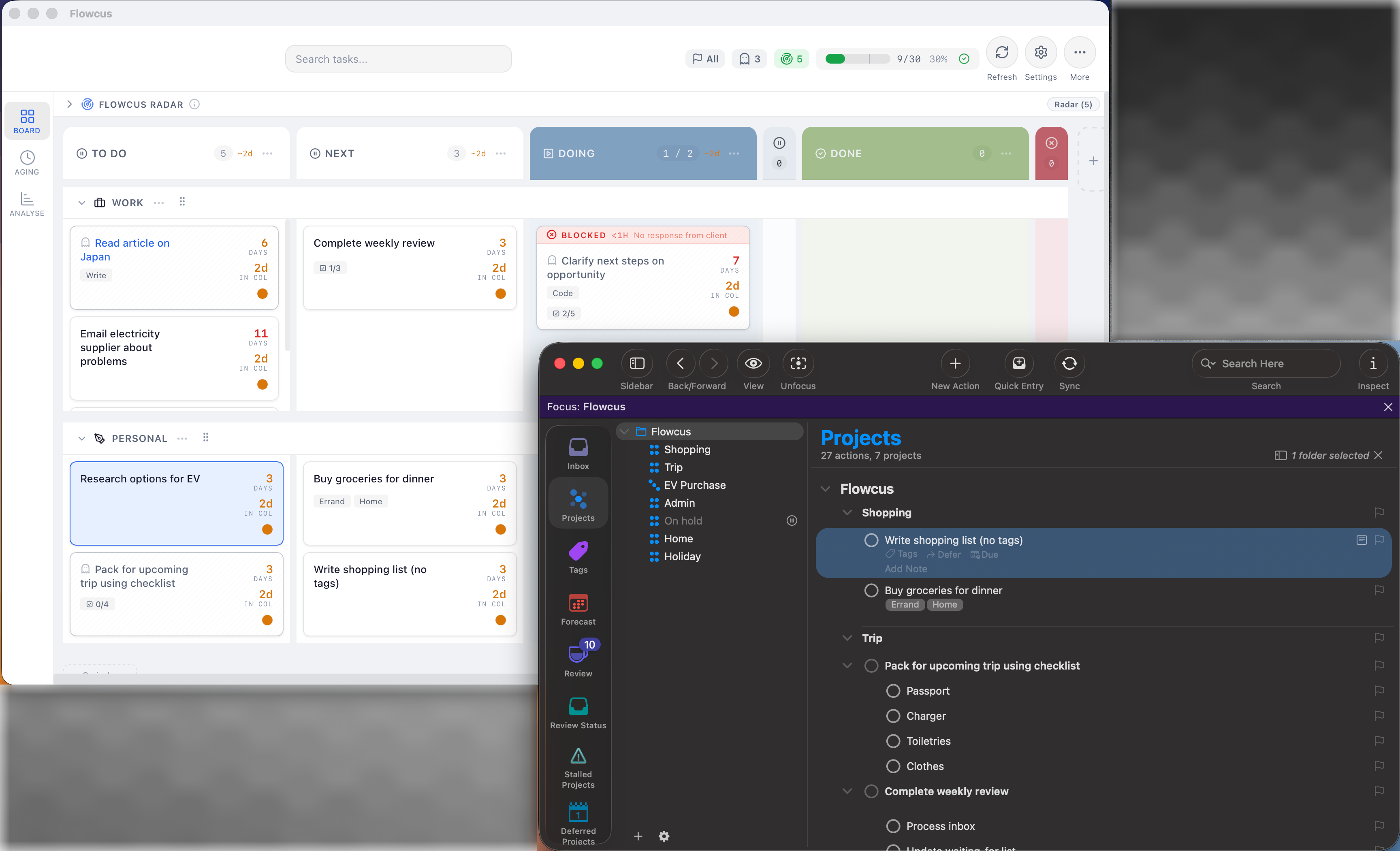 Visualize your OmniFocus tasks on a kanban board